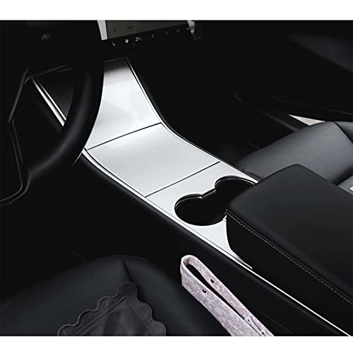 Xotic Tech Center Console Wrap Water Cup Holder Panel Cover Kit, Piano White, Compatible with Tesla Model 3 Model Y 2017-2023