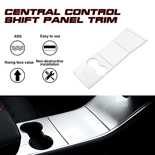 Xotic Tech Center Console Wrap Water Cup Holder Panel Cover Kit, Piano White, Compatible with Tesla Model 3 Model Y 2017-2023