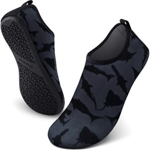 seekway water shoes barefoot aqua socks non slip quick-dry for beach pool swimming river lake women men black shark sk001