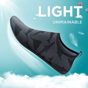 SEEKWAY Water Shoes Barefoot Aqua Socks Non Slip Quick-Dry for Beach Pool Swimming River Lake Women Men Black Shark SK001