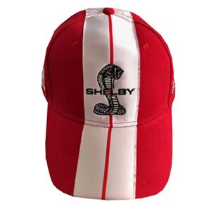 shelby super snake red cap hat | two stripe shelby cobra design racing performance hat | officialy licensed shelby® product | one-size fits all | adjustable closure