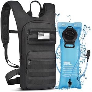 noola hydration backpack with 3l tpu water bladder, tactical molle water backpack for men women, hydration pack for hiking, biking, running and climbing (black)