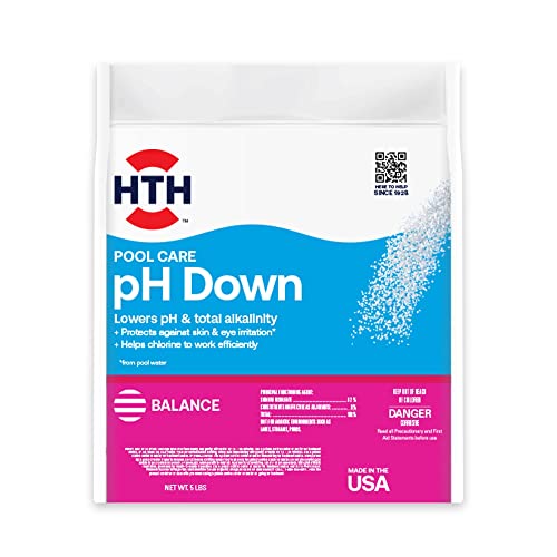 HTH Pool Care pH Down, Lowers pH, Swimming Pool Chemical, 5 Lbs