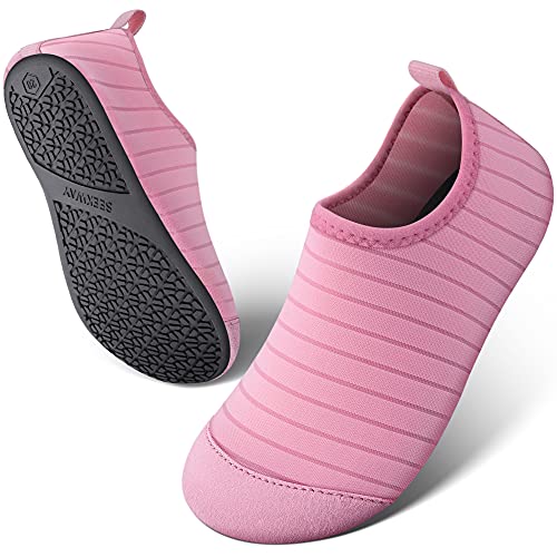 SEEKWAY Kids Water Shoes Toddler Boys Girls Quick Dry Non-Slip Aqua Socks for Outdoor Sports Pool Swim Beach Walking Pink