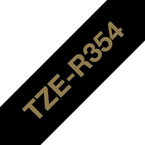 Brother TZe-R354 Labelling Tape Cassette, Gold on Black, 24mm (W) x 4M (L), Ribbon Tape, Brother Genuine Supplies