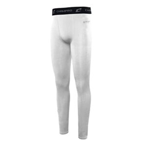 champro boys’ cold weather compression pants, white, large
