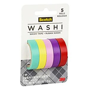 Scotch Washi Tape, Tropical Design, 5 Rolls, Great for Bullet Journaling, Scrapbooking and DIY Décor (C1017-5-P2)