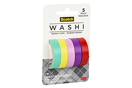 Scotch Washi Tape, Tropical Design, 5 Rolls, Great for Bullet Journaling, Scrapbooking and DIY Décor (C1017-5-P2)