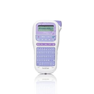 brother pt-h200 label maker, p-touch craft label printer, handheld, qwerty keyboard, up to 12mm labels, includes 12mm gold on white tape cassette