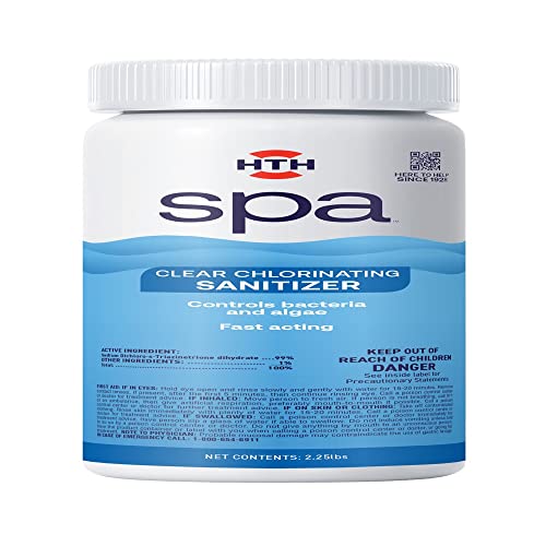 HTH Spa Care Clear Chlorinating Sanitizer, Spa & Hot Tub Chemical Controls Bacteria and Algae, 2.25 lbs