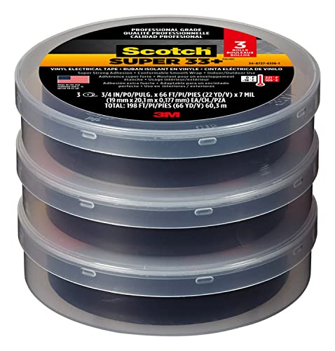 Scotch Super 33+ Vinyl Electrical Tape, .75-Inch x 66-Foot, Pack of 10