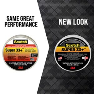 Scotch Super 33+ Vinyl Electrical Tape, .75-Inch x 66-Foot, Pack of 10