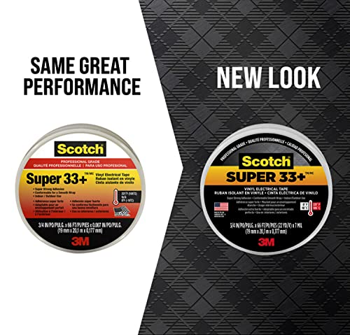 Scotch Super 33+ Vinyl Electrical Tape, .75-Inch x 66-Foot, Pack of 10