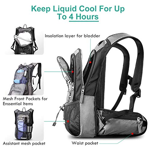 Mothybot Hydration Pack, Insulated Hydration Backpack with 2L BPA Free Water Bladder and Storage, Hiking Backpack for Men, Women, Kids for Running, Cycling, Camping - Keep Liquid Cool up to 5 Hours