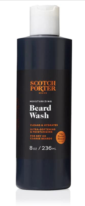 Scotch Porter Moisturizing Beard Wash for Men | Porter House | Cleanses, Softens & Hydrates for Healthier Beard | Formulated with Non-Toxic Ingredients, Free of Parabens, Sulfates & Silicones | Vegan | 8oz Bottle