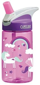 camelbak eddy 0.4-liter kids water bottle – – camelbak kids big bite valve – spill proof- – water bottle for kids – bpa-free water bottle – 12 ounces, unicorns, bottle only