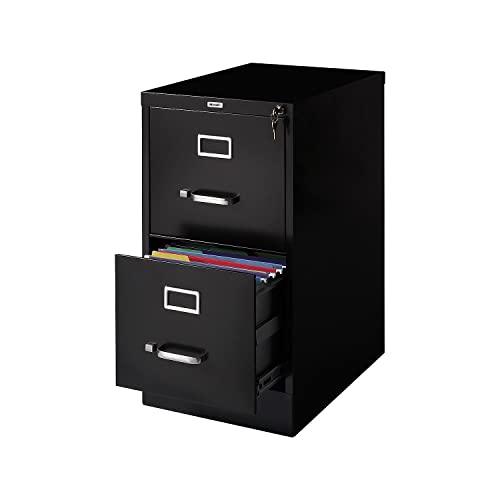 STAPLES 357416 2-Drawer Vertical File Cabinet Locking Letter Black 22-Inch D (22335D)