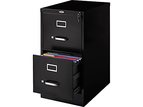 STAPLES 357416 2-Drawer Vertical File Cabinet Locking Letter Black 22-Inch D (22335D)