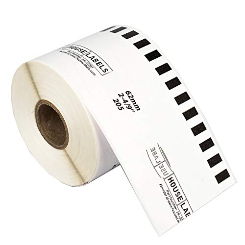 HOUSELABELS Compatible with DK-2205 Replacement Roll for Brother QL Label Printers; Continuous Length Labels; 2-4/9" x 100 feet (62mm*30.48m) - 8 Rolls