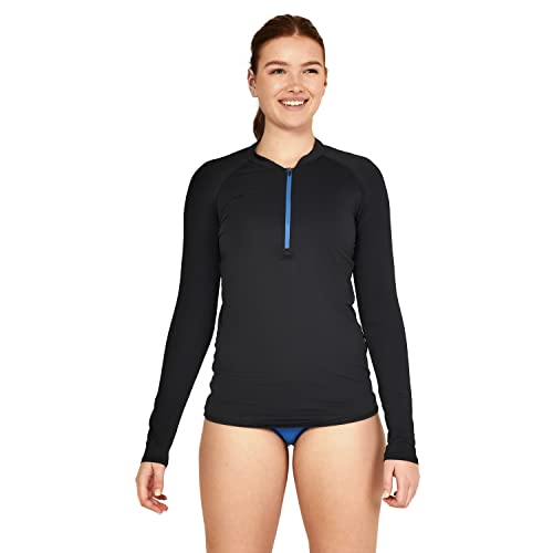 Speedo Women's Standard Uv Swim Shirt Long Sleeve Half Zip Rashguard, Anthracite, X-Large