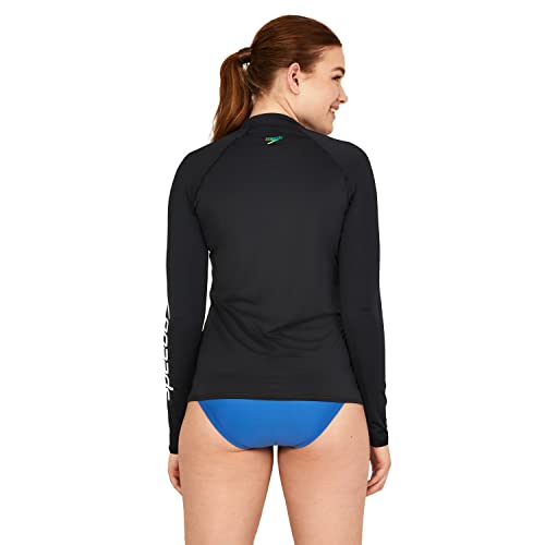 Speedo Women's Standard Uv Swim Shirt Long Sleeve Half Zip Rashguard, Anthracite, X-Large