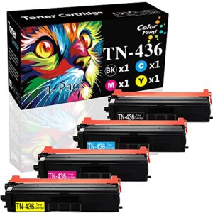 (4-pack, bk,c,m,y) colorprint compatible tn436 toner cartridge replacement for brother tn-436 tn433 tn431 used for mfc-l8900cdw mfc l8690cdw l8610cdw l9570cdw hl-l8360cdw hl l8260cdw l9310cdw printer