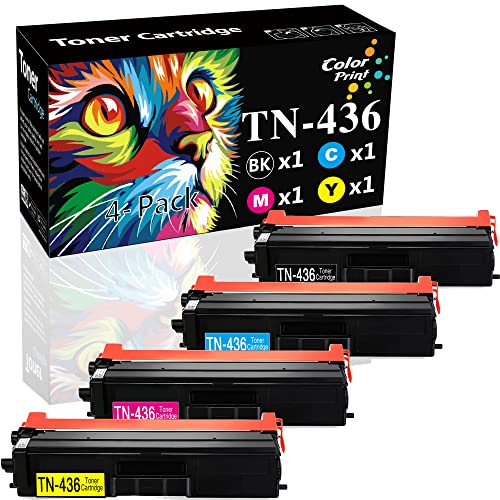 (4-Pack, BK,C,M,Y) ColorPrint Compatible TN436 Toner Cartridge Replacement for Brother TN-436 TN433 TN431 Used for MFC-L8900CDW MFC L8690CDW L8610CDW L9570CDW HL-L8360CDW HL L8260CDW L9310CDW Printer