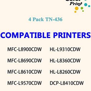 (4-Pack, BK,C,M,Y) ColorPrint Compatible TN436 Toner Cartridge Replacement for Brother TN-436 TN433 TN431 Used for MFC-L8900CDW MFC L8690CDW L8610CDW L9570CDW HL-L8360CDW HL L8260CDW L9310CDW Printer