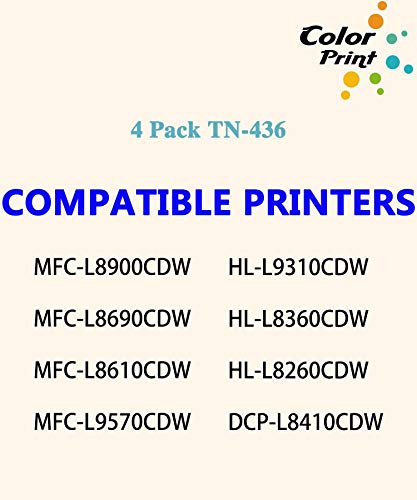 (4-Pack, BK,C,M,Y) ColorPrint Compatible TN436 Toner Cartridge Replacement for Brother TN-436 TN433 TN431 Used for MFC-L8900CDW MFC L8690CDW L8610CDW L9570CDW HL-L8360CDW HL L8260CDW L9310CDW Printer