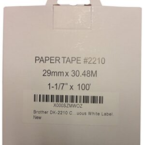 PAR 70 DK-2210, Compatible with Brother DK-2210 1-1/7" x 100' (29 mm x 30.48 m) Continuous White Label. (1 Roll)