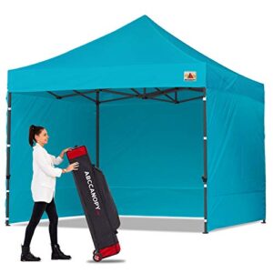 abccanopy heavy duty ez pop up canopy tent with sidewalls 10×10, turquoise