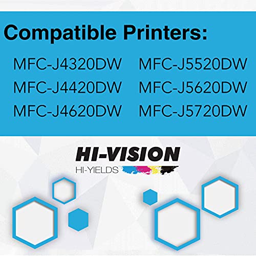 HI-VISION HI-YIELDS Compatible LC205xl Ink Cartridges Replacement for Brother LC-205xl Work with MFC-J4320DW J4420DW J4620DW J5520DW, (2X Cyan, 2X Magenta, 2X Yellow, Total 6-Pack)