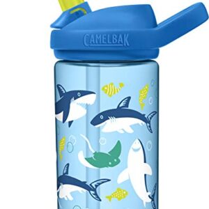 CamelBak eddy+ 14 oz Kids Water Bottle with Tritan Renew – Straw Top, Leak-Proof When Closed, Sharks and Rays