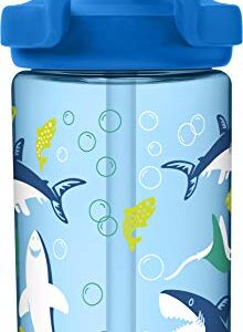 CamelBak eddy+ 14 oz Kids Water Bottle with Tritan Renew – Straw Top, Leak-Proof When Closed, Sharks and Rays