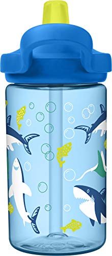 CamelBak eddy+ 14 oz Kids Water Bottle with Tritan Renew – Straw Top, Leak-Proof When Closed, Sharks and Rays