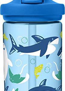 CamelBak eddy+ 14 oz Kids Water Bottle with Tritan Renew – Straw Top, Leak-Proof When Closed, Sharks and Rays