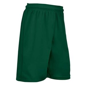 champro standard adult all sport practice short with elastic waistband and drawstring, forest green, x-large