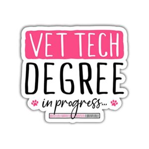 maianey 3pcs/pack – vet tech degree in progress stickers funny vet tech veterinarian sticker for laptop water bottle phone car van bumper window, stickers 3×4 inch