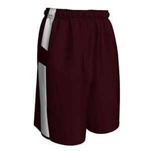 champro unisex-youth crossover reversible basketball shorts, maroon, white, small