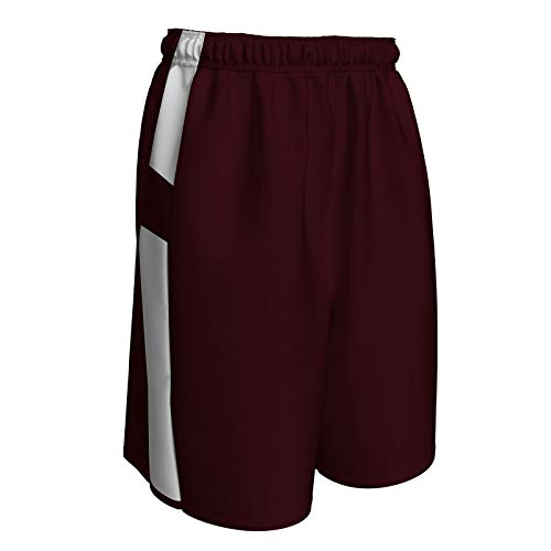 CHAMPRO Unisex-Youth Crossover Reversible Basketball Shorts, Maroon, White, Small