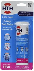 hth pool care 6-way test strips, swimming pool water chemical tester, 30 strips