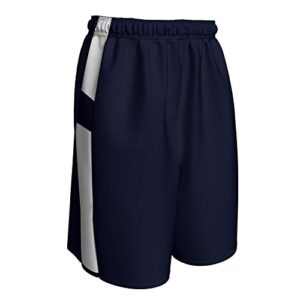 champro men’s standard crossover reversible basketball shorts, navy, white, adult large