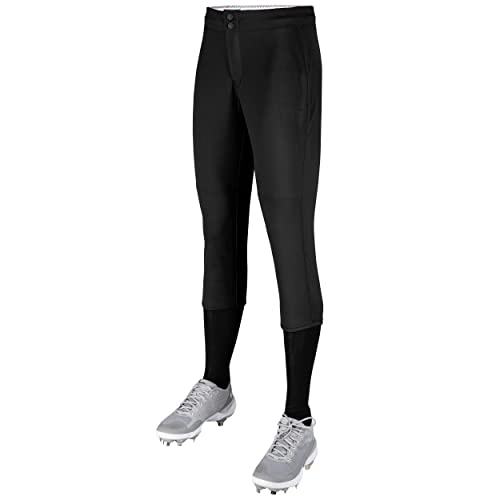 CHAMPRO Girls' Standard Fireball Low-Rise Knicker-Style Fastpitch Softball Pants in Solid Color with Reinforced Knees, Black, Medium