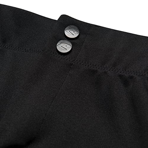 CHAMPRO Girls' Standard Fireball Low-Rise Knicker-Style Fastpitch Softball Pants in Solid Color with Reinforced Knees, Black, Medium