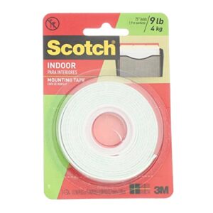 scotch indoor mounting tape, white, 0.5 in x 75 in (pack of 4)