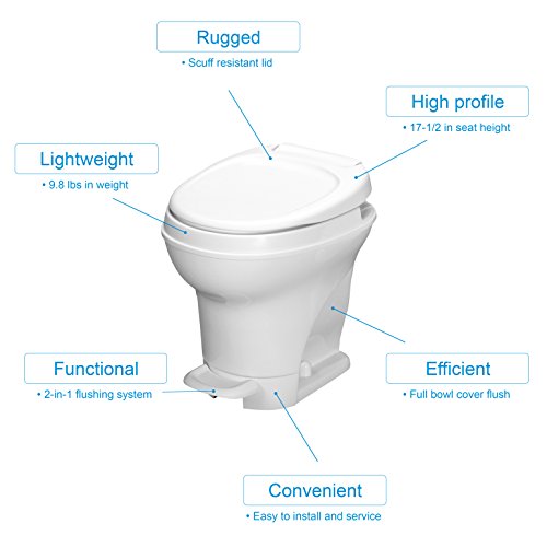 Aqua-Magic V RV Toilet Pedal Flush / High Profile / White - Thetford 31671