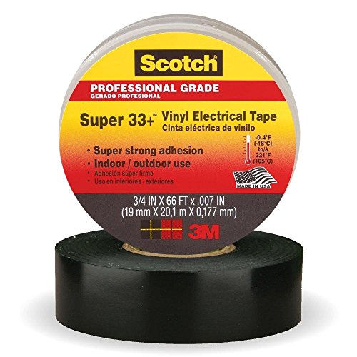 3M Scotch Super 33+ Vinyl Electrical Tape, .75-Inch by 66-Feet, 4-PACK