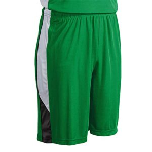 champro men’s standard rebel adult basketball athletic shorts, kelly green, black, white, large