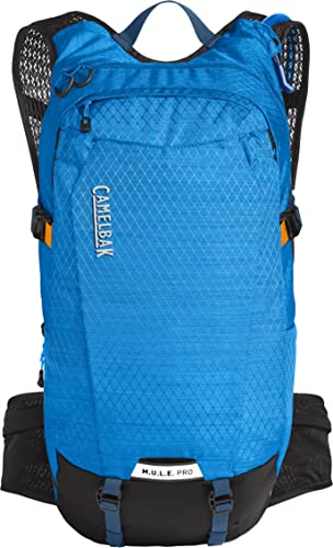 CamelBak M.U.L.E. Pro 14 Bike Hydration Backpack 100oz - Body Mapping Technology, Ibiza Blue/Orange