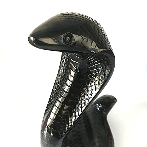 KKSI Healing Meditation Natural Black Obsidian Cobra Quartz Crystal Figurine Hand-Carved Quartz Skull Animal Figurine Home Decoration Crafts for Decoration, Stone Generator (Color : 110mm)